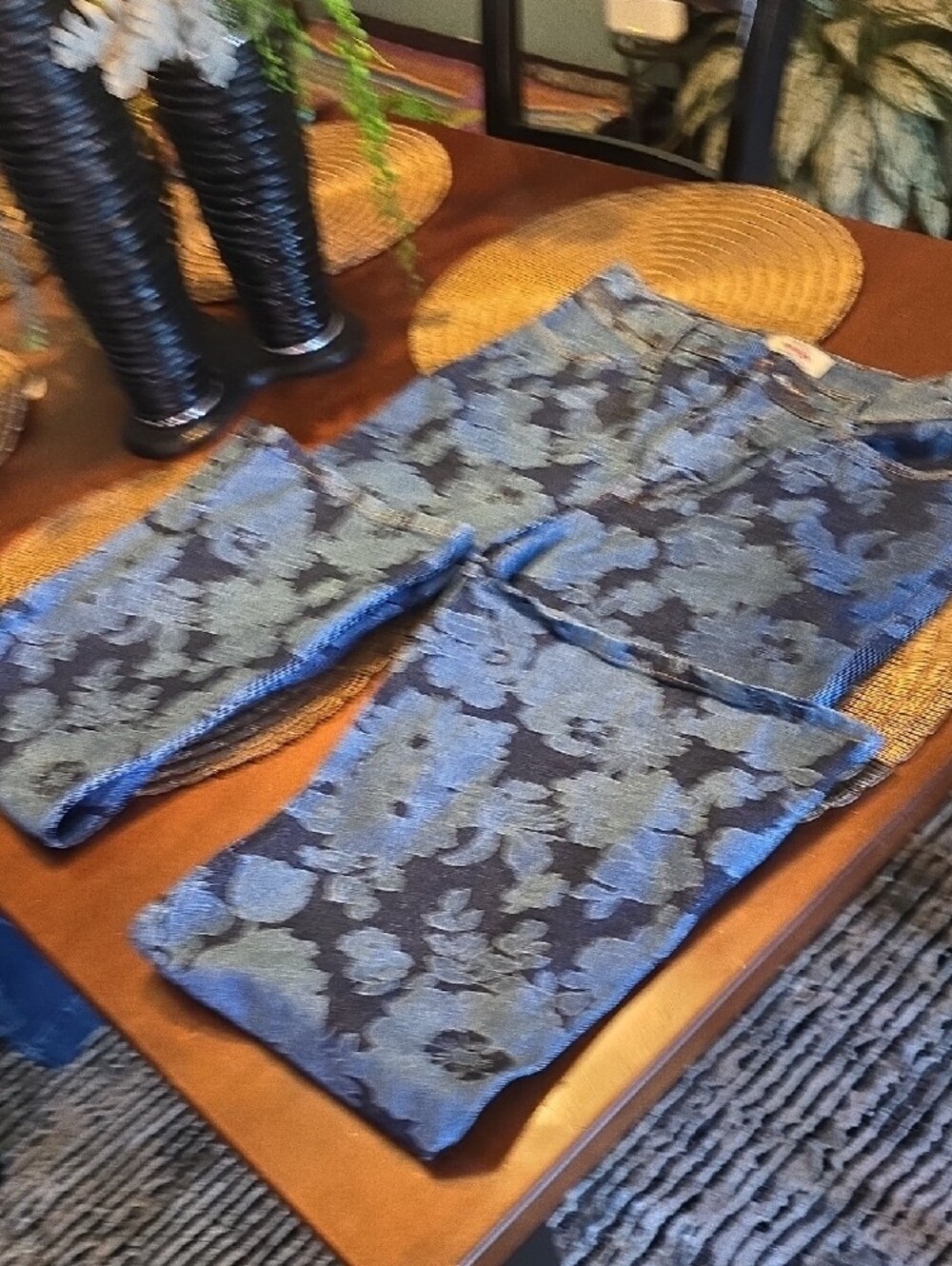 Wrangler Blue Floral Jacquard Jeans - Picture 4 of 6
